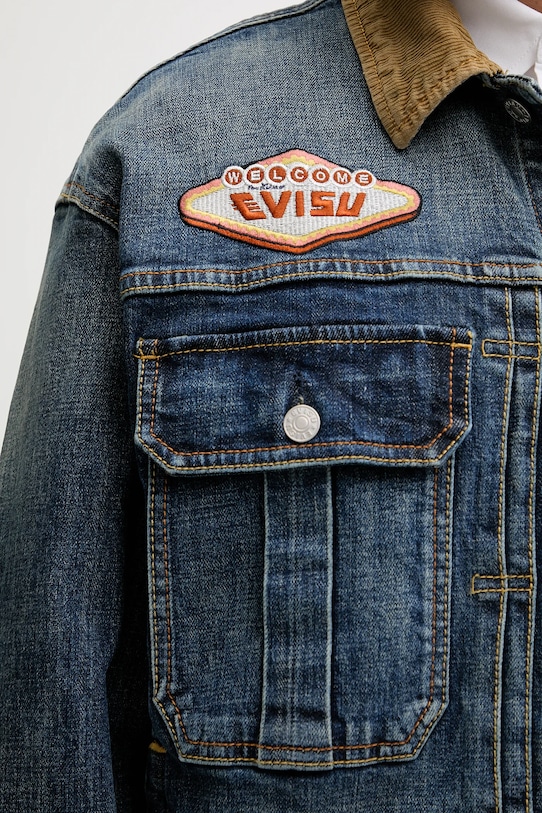 Evisu kurtka jeansowa Printed & Emb 2EAHTM4DJ8001 granatowy