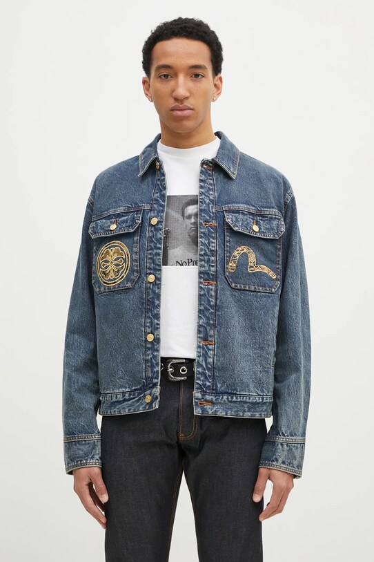 Oblečenie Rifľová bunda Evisu Brocade Appliqué & Carp Emb 2EAHTM4DJ7001 tmavomodrá
