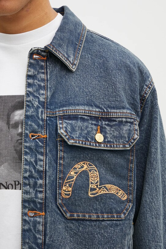 Rifľová bunda Evisu Brocade Appliqué & Carp Emb tmavomodrá 2EAHTM4DJ7001