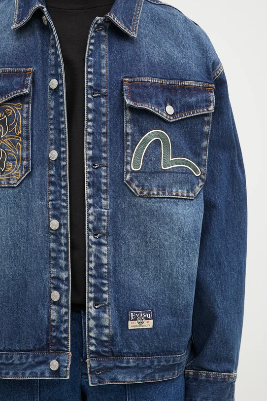 Džínová bunda Evisu Sheridan Daicock Printed námořnická modř 2EAHTM4SJ1015