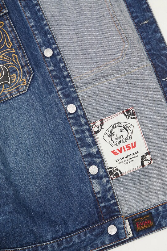 Džínová bunda Evisu Sheridan Daicock Printed 2EAHTM4SJ1015 námořnická modř