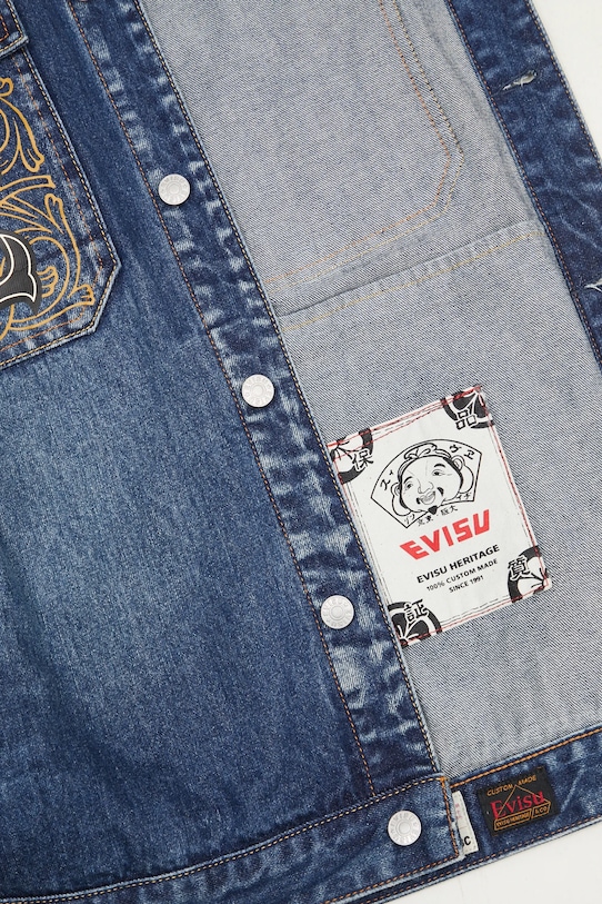 Джинсова куртка Evisu Sheridan Daicock Printed 2EAHTM4SJ1015 темно-синій