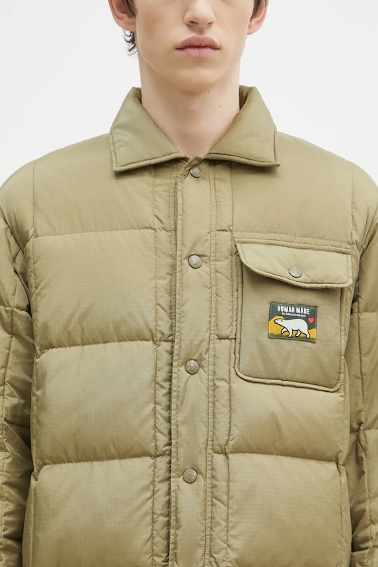 Páperová bunda Human Made Down Shirt Jacket zelená HM28JK035
