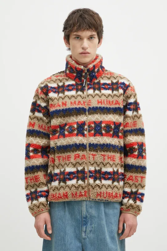 Флісова кофта Human Made Nordic Fleece Jacket без капюшона бежевий HM28JK039