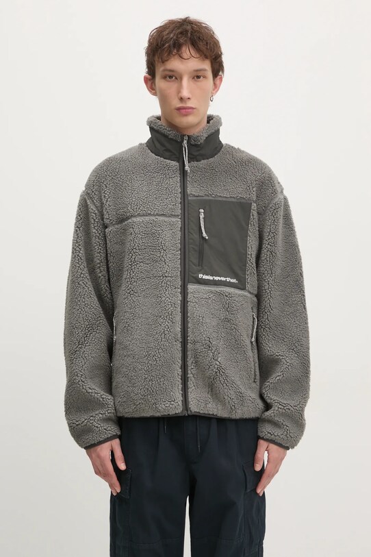 thisisneverthat kurtka SP Sherpa Fleece Jacket nieocieplane szary TN243BOWHS01