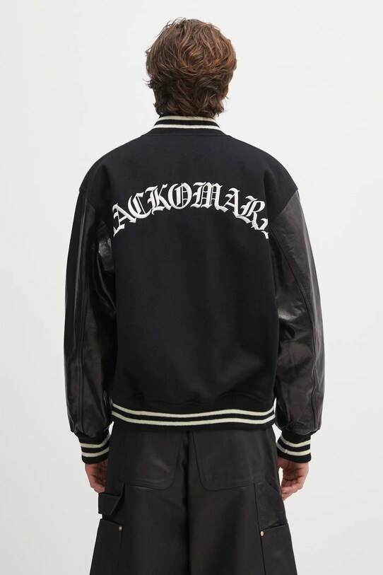 Oblečení Vlněná bomber bunda Wacko Maria Leather Varsity 24FW.WMO.BL16 černá