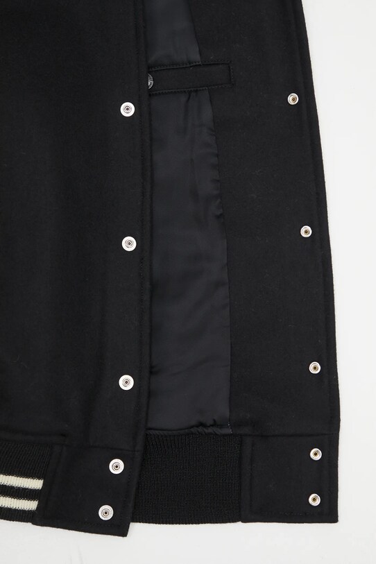 Vlněná bomber bunda Wacko Maria Leather Varsity 24FW.WMO.BL16 černá