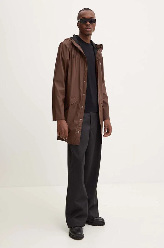 Jakna Rains Long Jacket W3 12020.23 smeđa AW24