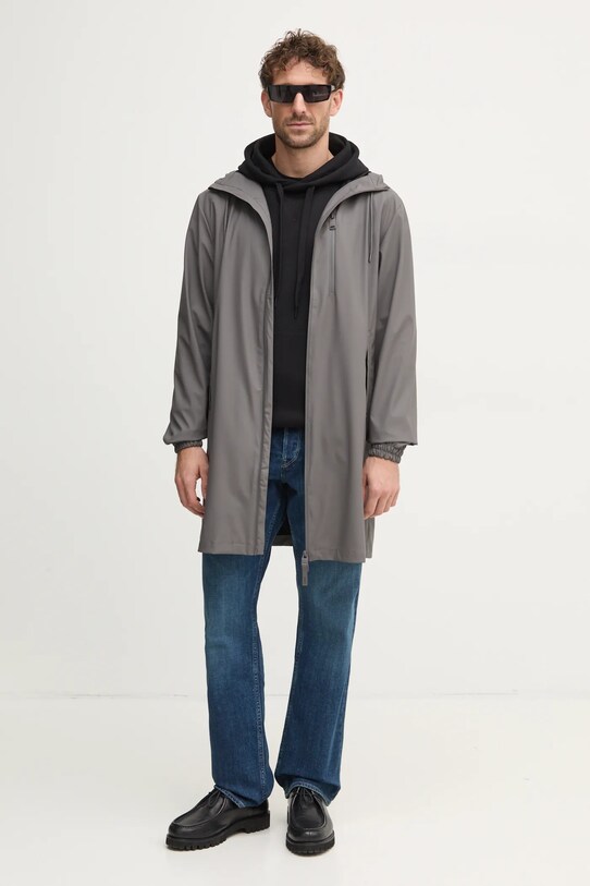 Nepromokavá bunda Rains Long Storm Breaker W3 12080.13 šedá AW24
