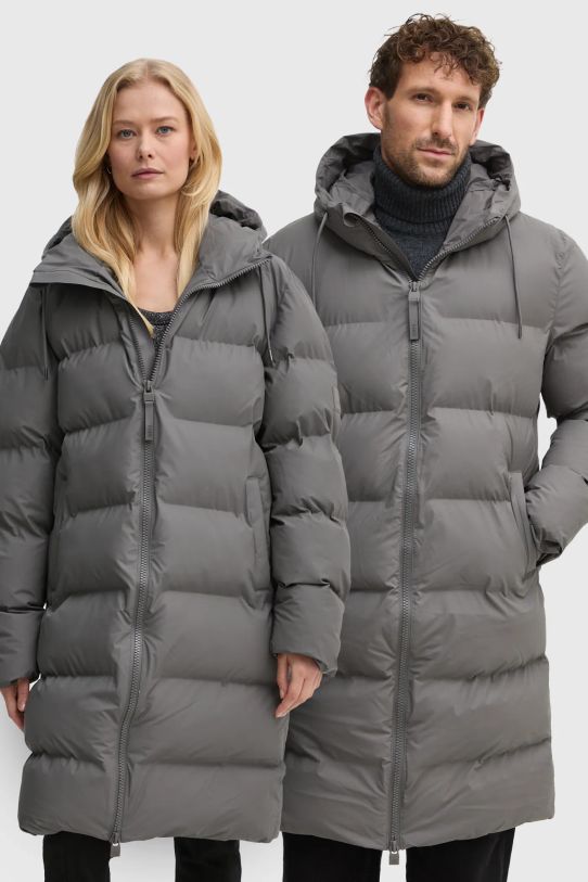 Rains rövid kabát Alta Longer Puffer Jacket W3T4 szigetelt szürke 15130.13