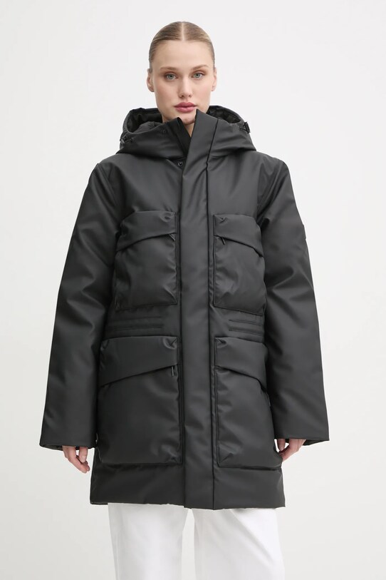 Odzież Rains kurtka Askim Long Insulated Cargo Jacket W3T4 15930.01 czarny