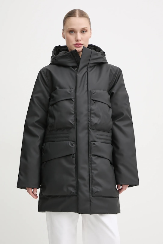 Odzież Rains kurtka Askim Long Insulated Cargo Jacket W3T4 15930.01 czarny
