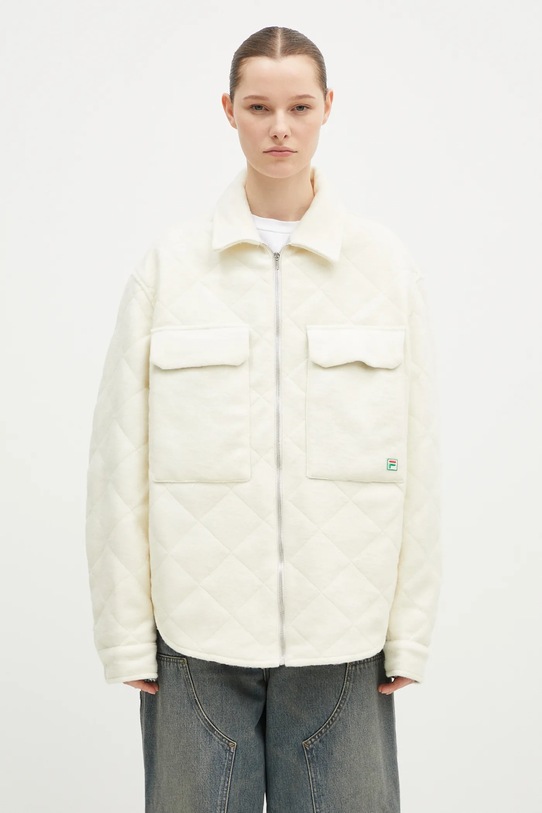 Вълнено яке тип риза FILA+ Quilted Overshirt преходна изолация бежов 42FW24OW01508C001