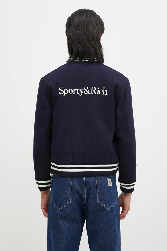 Одежда Шерстяная куртка-бомбер Sporty & Rich Yankees Serif Varsity OW007505635BL32 тёмно-синий