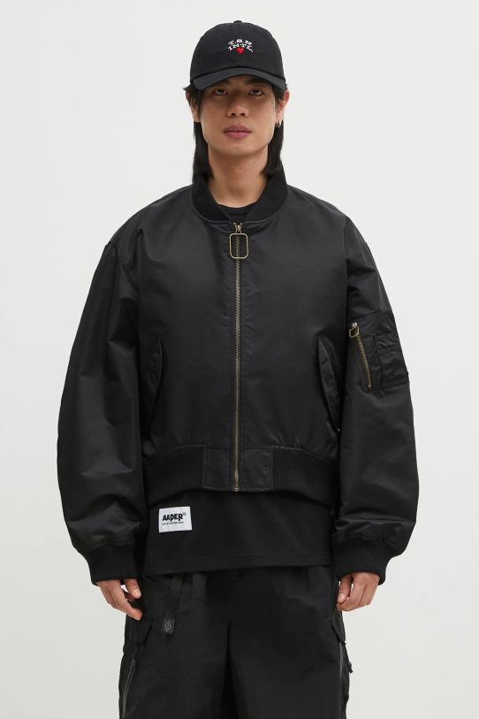 JW Anderson geaca bomber Curved Hem Bomber Jacket fara gluga negru JK0347.PG1666.999