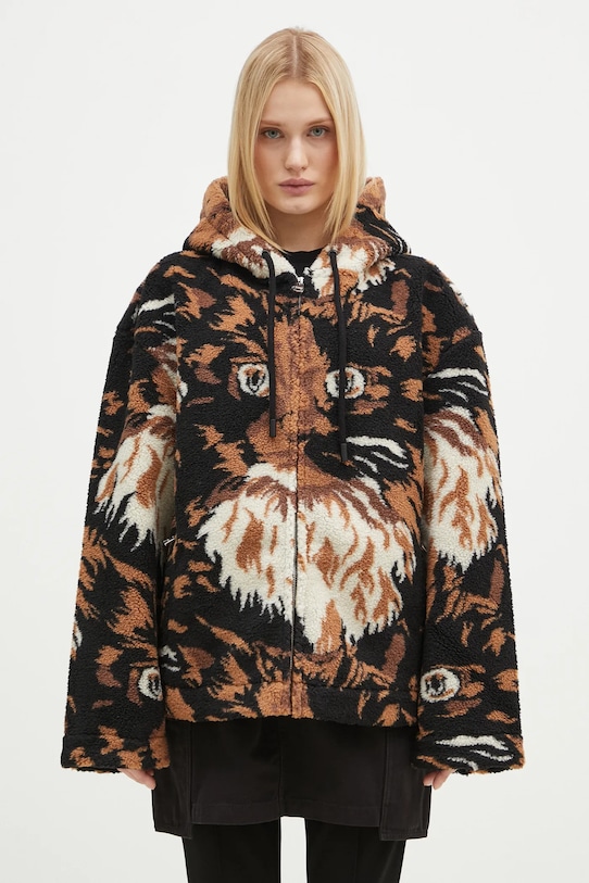 Fleecová mikina s příměsí vlny JW Anderson Zip Front Hooded Jacket JK0337.PG1585.600 hnědá AW24