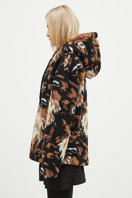 Fleecová mikina s příměsí vlny JW Anderson Zip Front Hooded Jacket hnědá JK0337.PG1585.600