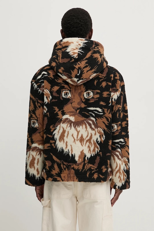 Fleecová mikina s příměsí vlny JW Anderson Zip Front Hooded Jacket JK0337.PG1585.600 hnědá