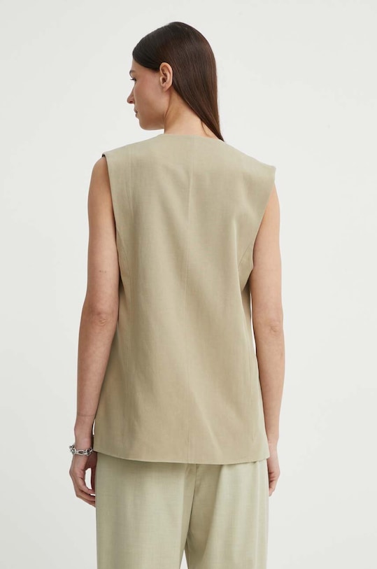 Odzież Samsoe Samsoe kamizelka z domieszką lnu SALENI F24200181 zielony
