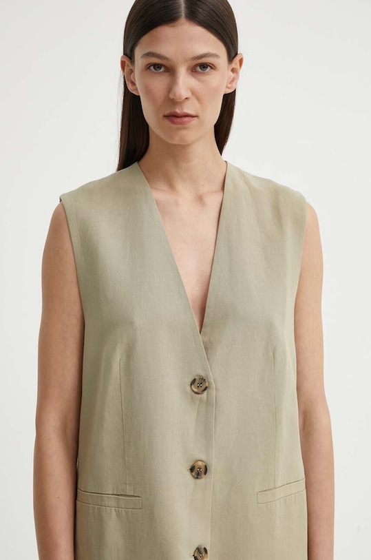 Samsoe Samsoe kamizelka z domieszką lnu SALENI zielony F24200181