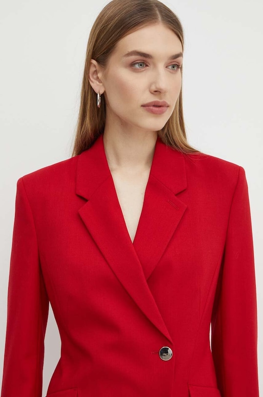 Μάλλινο σακάκι BOSS 50521135 κόκκινο