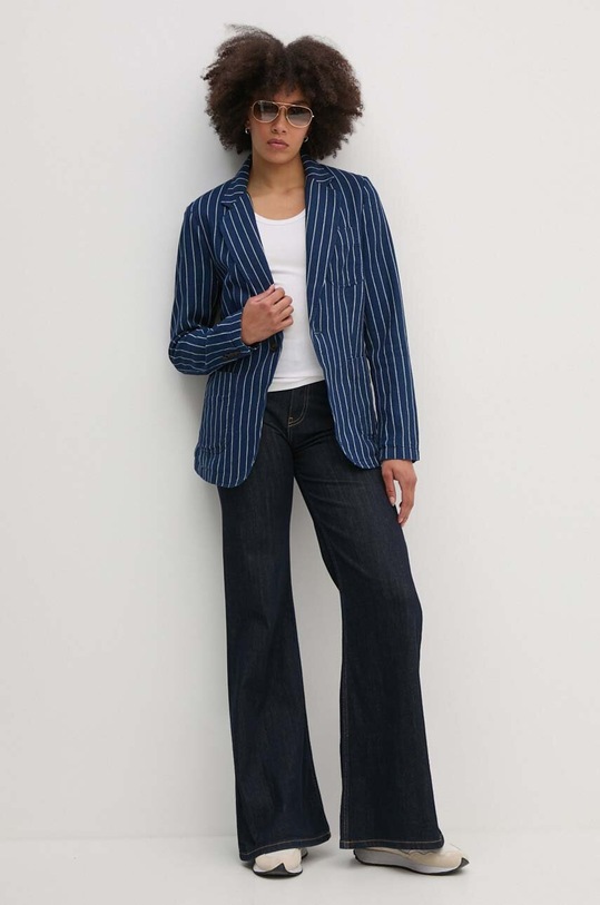 Льняний жакет Polo Ralph Lauren 211934940 блакитний AW24