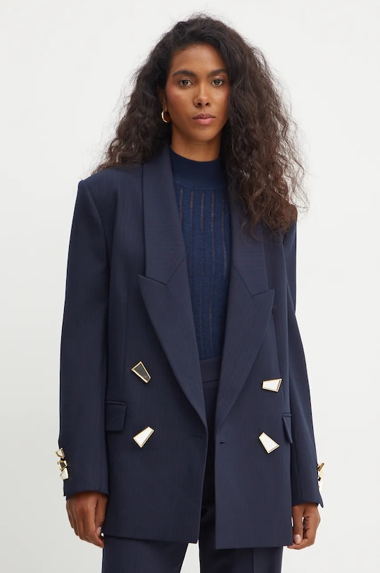 Pinko sacou din lana cu captuseala bleumarin 104508.A29K