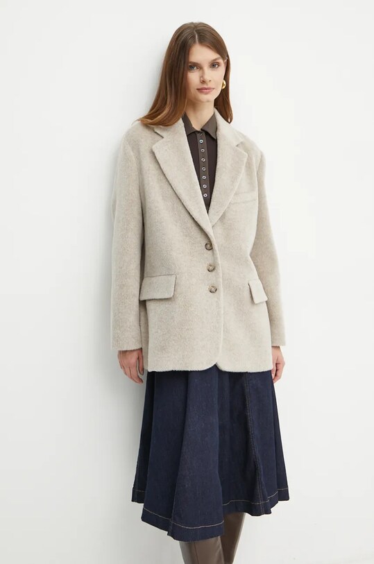 Pinko palton de lana necaptusit bej 104481.A27W