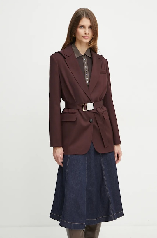 Pinko marynarka wełniana tkanina bordowy 104505.A1B3