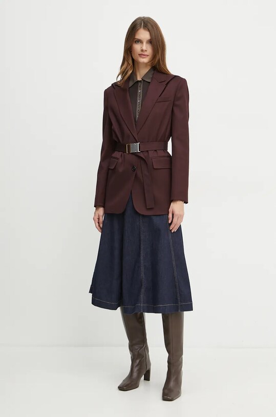 Pinko marynarka wełniana 104505.A1B3 bordowy AW24