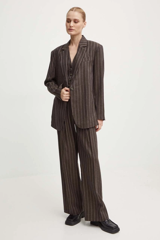 Day Birger et Mikkelsen marynarka lniana Emile - Casual Linen Stripe DAY65243233 brązowy AW24