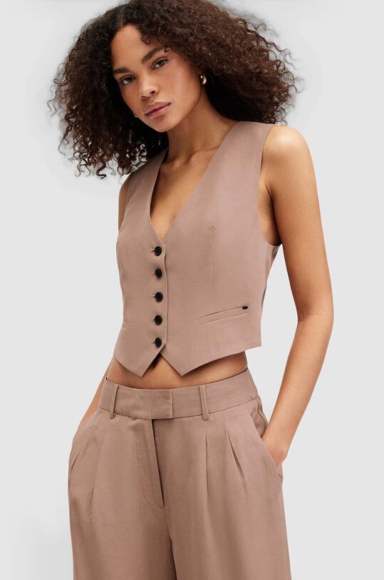 Γιλέκο AllSaints DERI LYN ύφασμα καφέ WT025Y