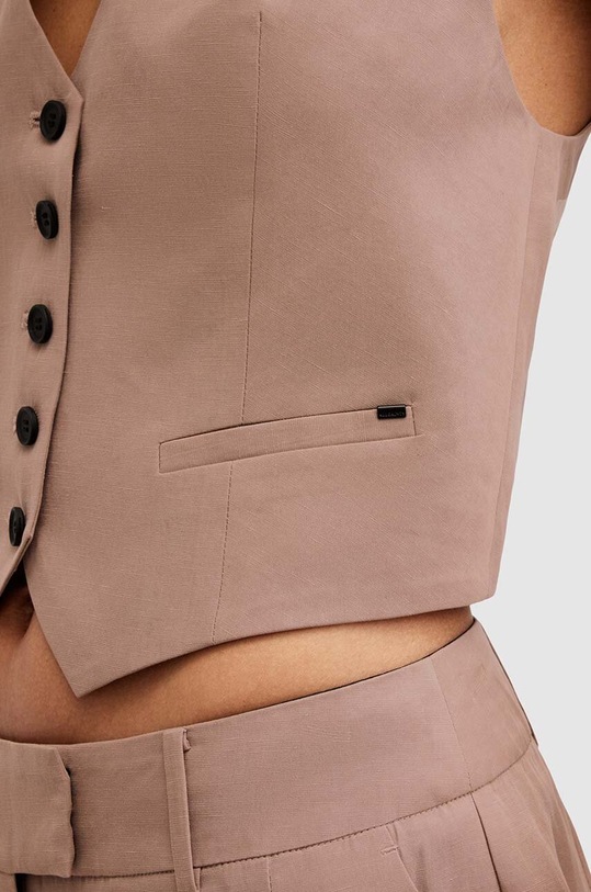 AllSaints kamizelka DERI LYN WT025Y brązowy AW24