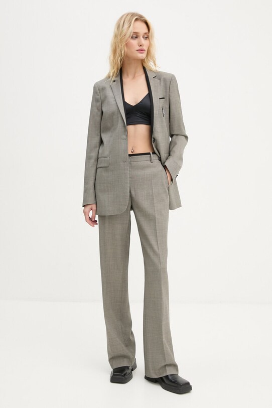 The Kooples marynarka wełniana FVES29007K szary AW24