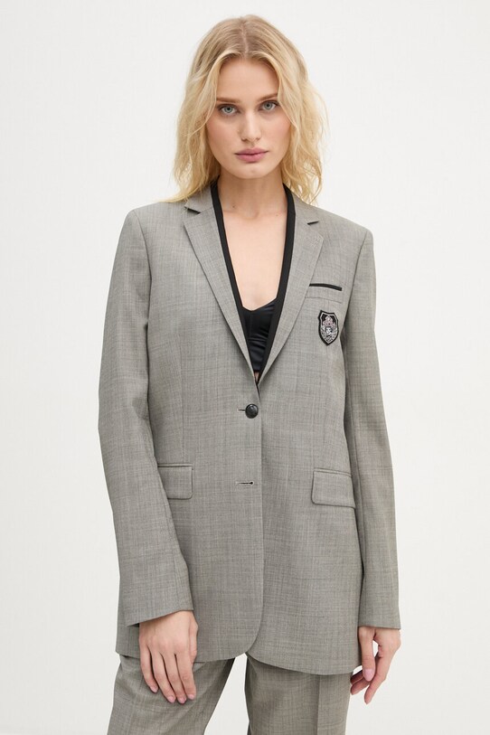 The Kooples marynarka wełniana szary FVES29007K