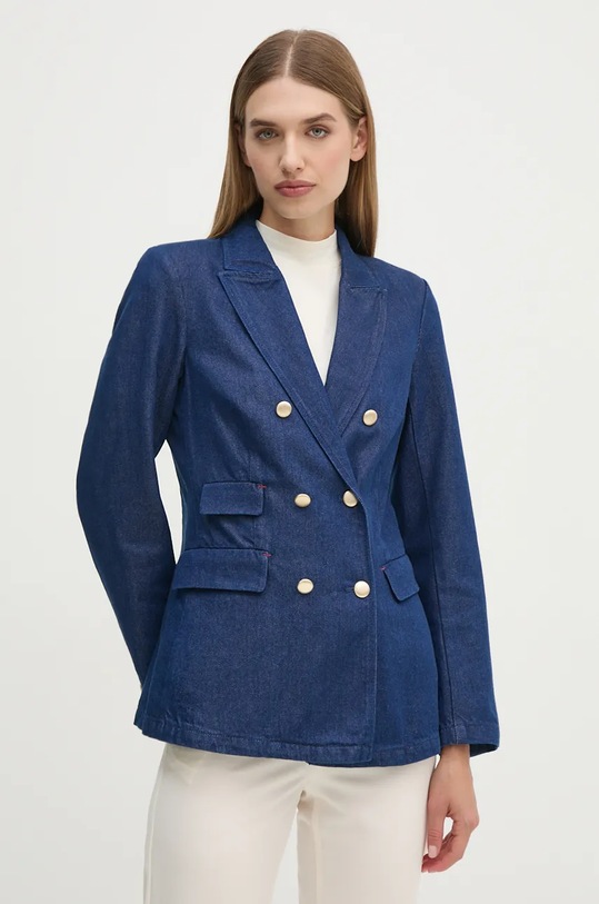 United Colors of Benetton jacheta denim necaptusit albastru 23J2DW028