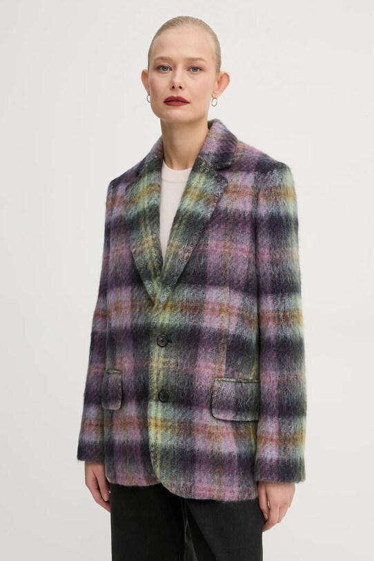 Пиджак с примесью шерсти PS Paul Smith с подкладкой фиолетовой W2R.370J.N31217