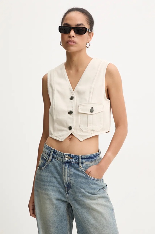 Miss Sixty kamizelka jeansowa tkanina beżowy 6L3WJ4620000