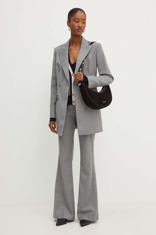 Luisa Spagnoli geaca de lana SIGNORILE 541202 gri AW24