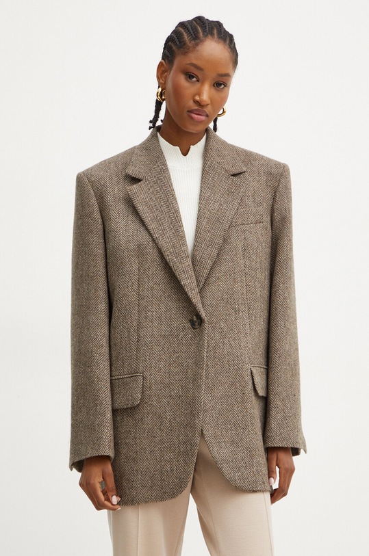 Weekend Max Mara giacca in lana tessuto marrone 2425046012600