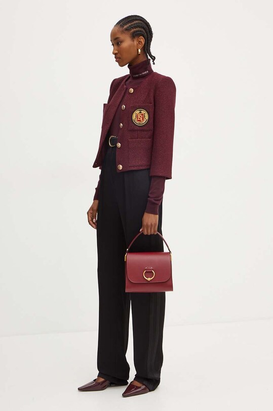 Elisabetta Franchi marynarka z domieszką wełny GI12147E2 bordowy AW24