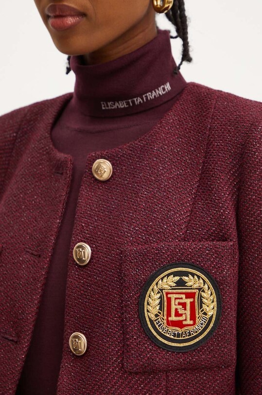 Elisabetta Franchi marynarka z domieszką wełny GI12147E2 bordowy