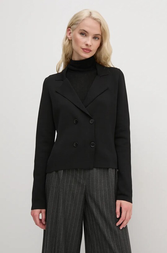 Σακάκι Sisley πλεκτό ύφασμα μαύρο 112AM601Y