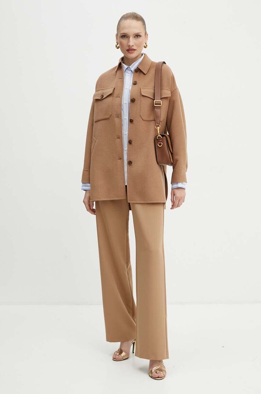 Вовняна куртка-сорочка Twinset 242TP2060 коричневий AW24