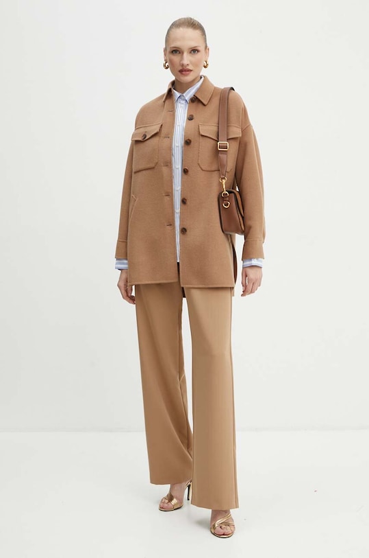 Вовняна куртка-сорочка Twinset 242TP2060 коричневий AW24