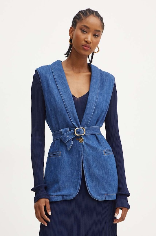 Džínová vesta Twinset látka modrá 242TP2611
