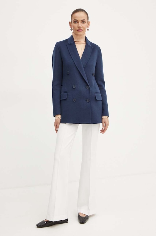 Vlněná bunda Twinset 242TP2063 námořnická modř AW24