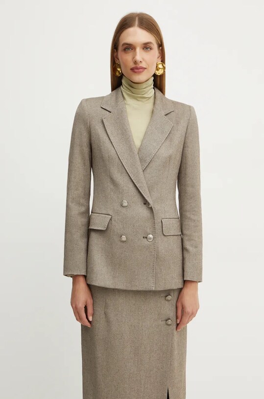 Σακάκι Marella πλεκτό ύφασμα καφέ 2423046082200