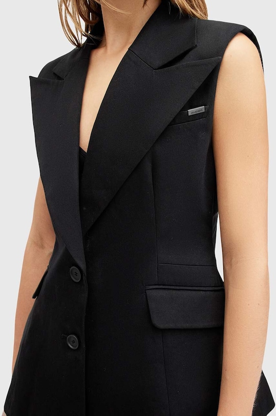 AllSaints kamizelka bawełniana HALLY BLAZER W009QA czarny AW24