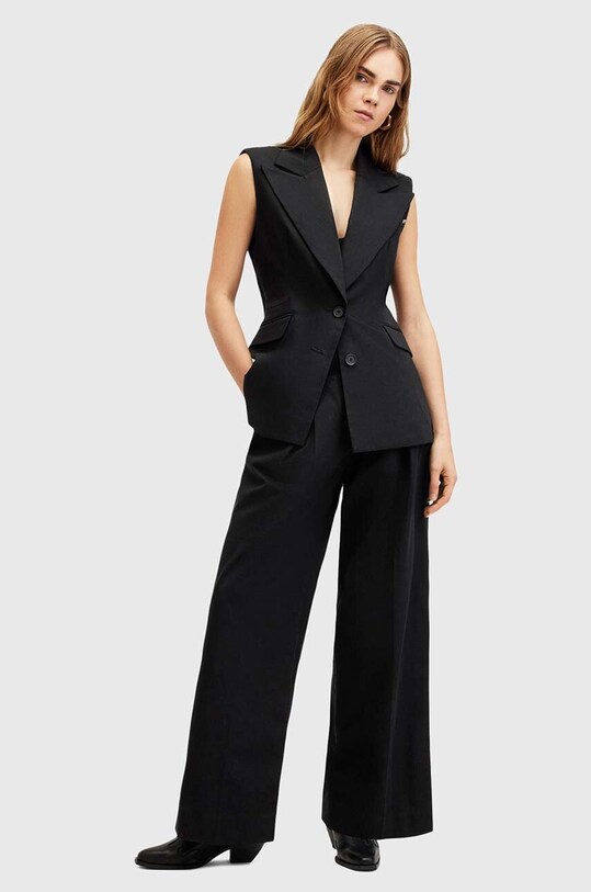 AllSaints vestă din bumbac HALLY BLAZER W009QA negru